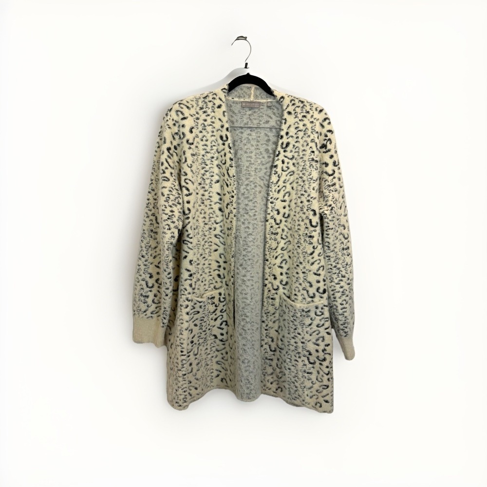 Evolution‎ by Cyrus Wallie Fuzzy Open Front Cardigan in Leopard - Size XXL